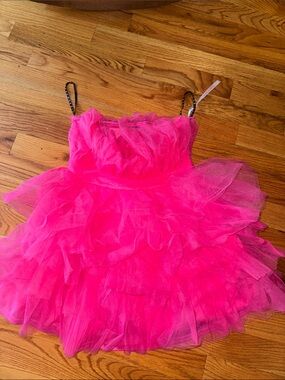 Hot Pink Short Ruffle Tulle Party Dress